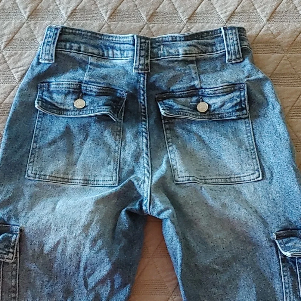 KanCan Aaliyah High Rise Slim Straight Leg Cargo Jeans Size 24